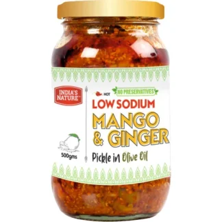 India's Nature Low Sodium Mango & Ginger Pickle In Olive Oil - 500 Gm