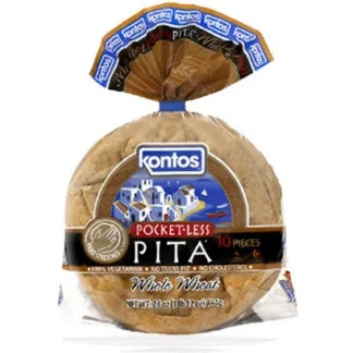 Kontos Pocketless Pita Whole Wheat (10 Pcs) - 28 Oz